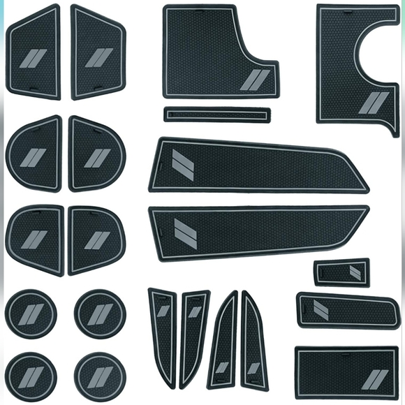 REMOCH Set 26 Pezzi Fodere Interno Auto Per Dodge Charger 2015-2023, Inserti Portabicchieri E Tasche Portiera, Antiscivolo, Grigio